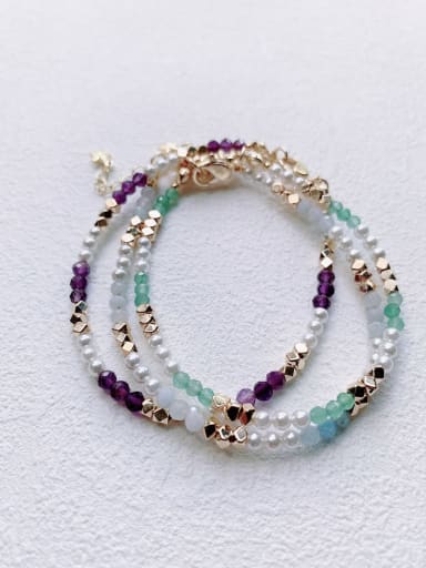B-ST-007 Natural  Gemstone Crystal Beads Chain Irregular Minimalist Handmade Beaded Bracelet