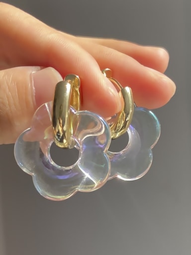 Brass Resin Flower Drop Earring With 10 Colors