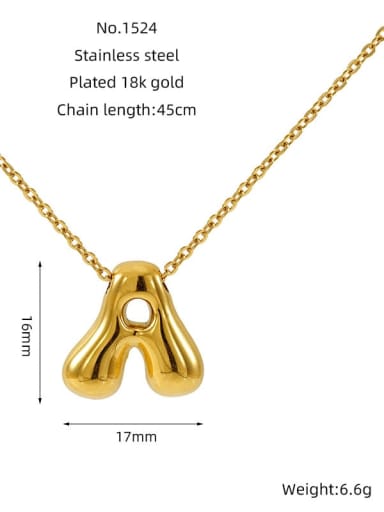 Gold A Titanium Steel Classic Initials Necklace
