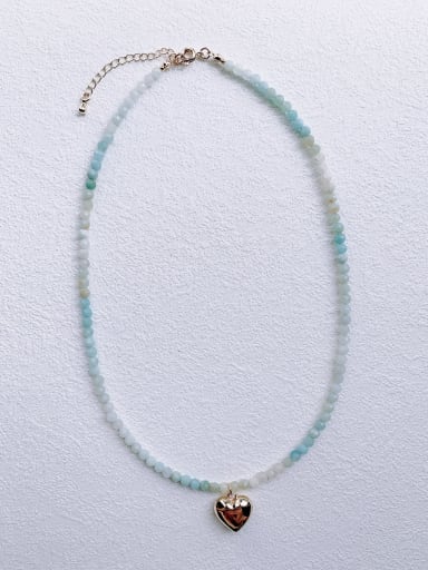 N-DIY-005 Natural Gemstone Crystal Chain  Minimalist Heart Pendant handmade Beaded  Necklace