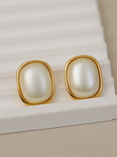 Brass Imitation Pearl Geometric Earring