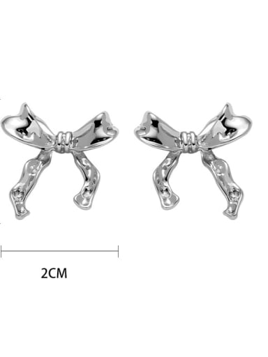 RE310508,Silver color Brass Bowknot Earring