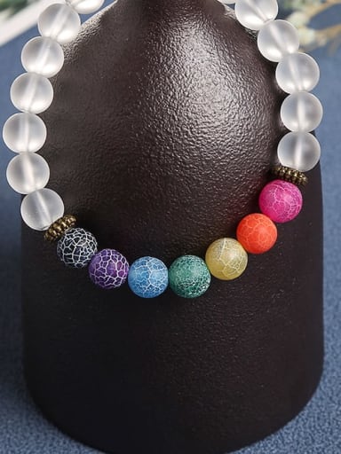 Agate White Glass Bracelet Carnelian Multi Color Minimalist Handmade Beaded Bracelet