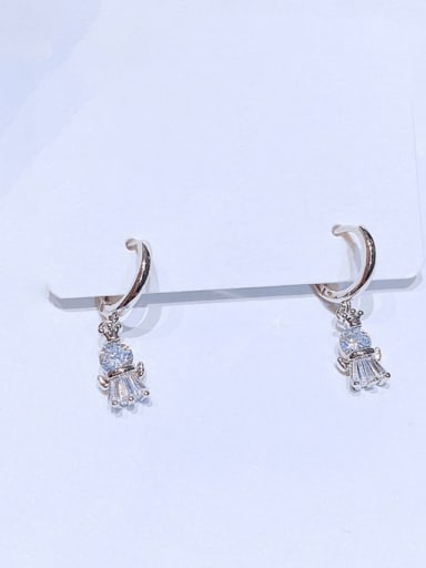 White Gold Plated pair Brass Cubic Zirconia Baby Cute Huggie Earring
