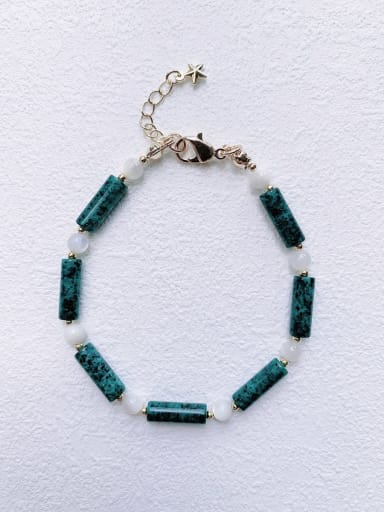 dark green Natural  Gemstone Crystal Beads Chain Handmade Beaded Bracelet