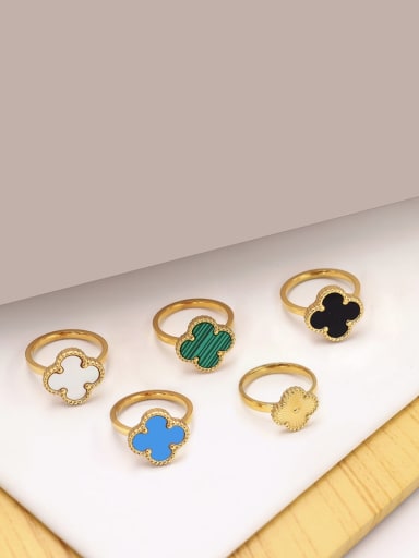 Stainless steel Clover Ring With 4 colors