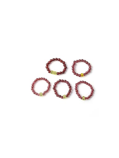 Alloy Garnet Geometric Minimalist Bead Ring