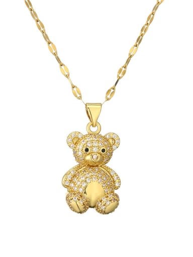 CN001650YH Brass Bear Necklace with steel chain