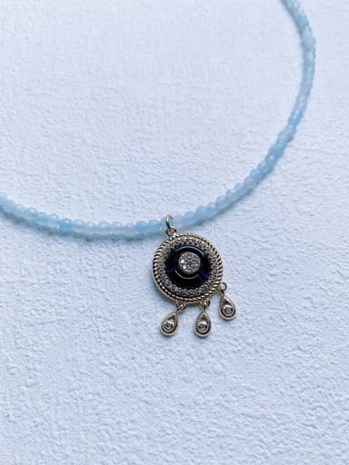 custom N-DIY-0025 Natural  Gemstone Crystal Beads Chain Palm Pendant Handmade Beaded Necklace