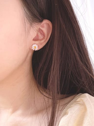 custom 925 Sterling Silver chrysanthemum Flower Cute Stud Earring