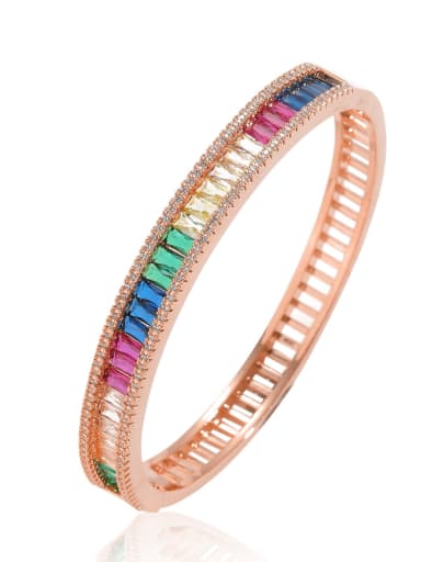 Rose gold color Brass rainbow Cubic Zirconia Band Bangle