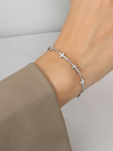 E081 steel color bracelet Titanium Steel Cross Minimalist Bracelet