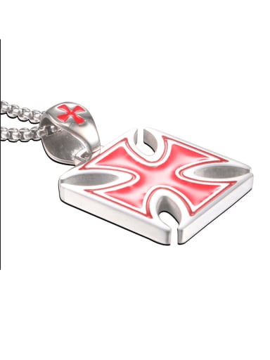 red Titanium Steel Enamel Geometric Necklace