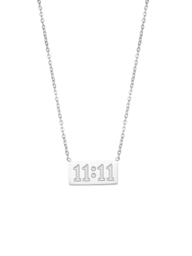 silver color Stainless steel Rectangle Minimalist Number Necklace