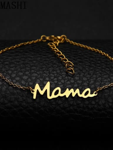 Gold Bracelet Titanium Steel Letter Mama Minimalist Necklace
