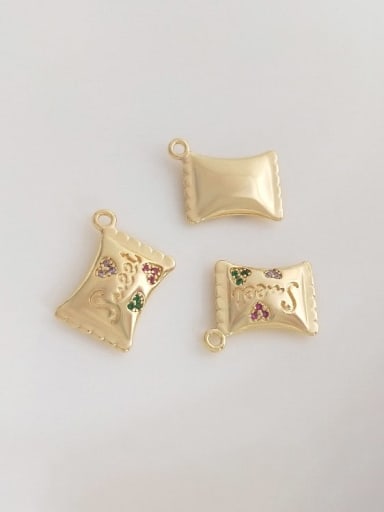 Brass Picture Jasper Chain Geometric Pendant Hip Hop Handmade Beaded Necklace