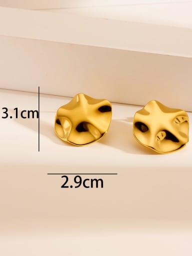 Wrinkle Circle 2 Gold Titanium Steel Geometric Hip Hop Stud Earring