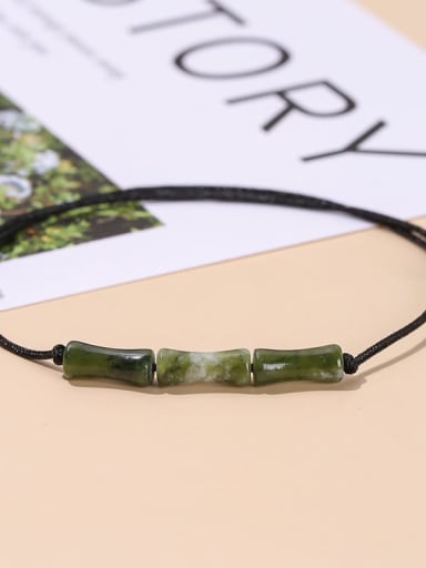 Olive jade Bamboo joint Vintage Beaded Bracelet
