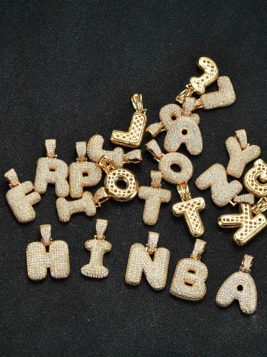 Custom Brass Cubic Zirconia White 26 Letter Hip Hop Necklace