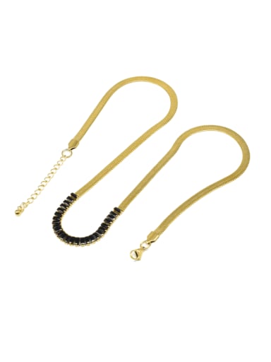 5mm gold+black Titanium Steel Glass Stone Snake Luxury Necklace