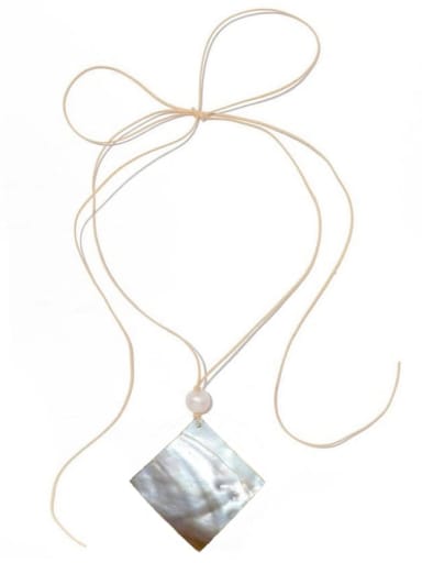 Diamond Pednant Shell Cotton Rope Round Necklace
