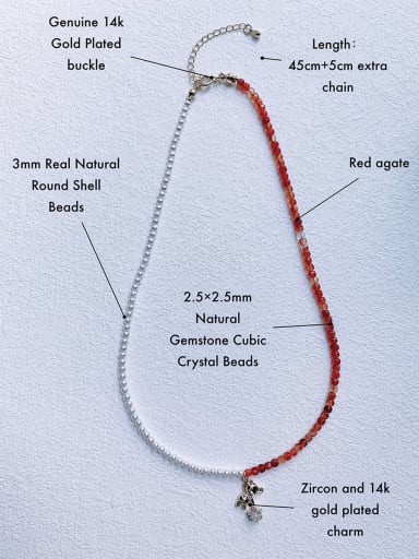 N-MIX-0013 Natural Gemstone Crystal Asymmetrical  Chain  Handmade Beaded Necklace