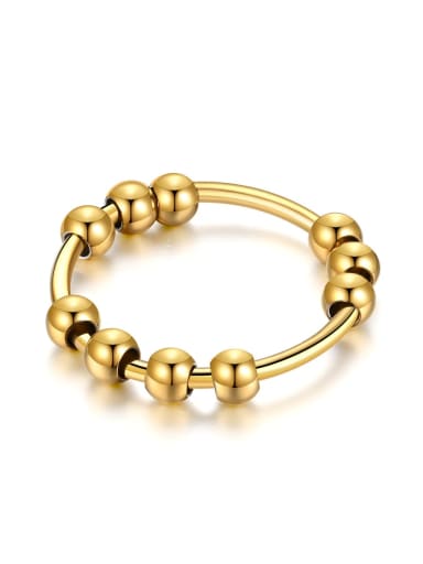10 round bead gold Stainless steel Geometric Trend Band Ring