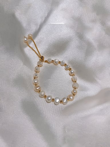 3  freshwater pearl bracelet white Alloy Imitation Pearl Geometric Vintage Beaded Bracelet