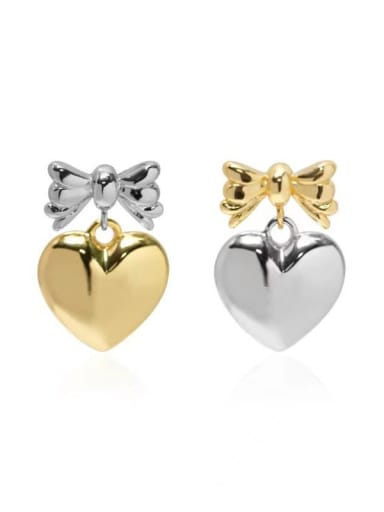 Brass Heart gold and silver color drop Earring