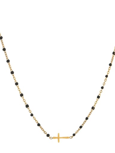 black Stainless steel Miyuki Millet Bead Geometric Bohemia Regligious Necklace