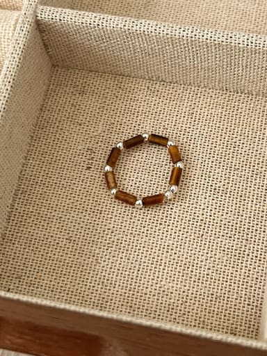 MY39242 Brass Synthetic Crystal Minimalist Bead Ring