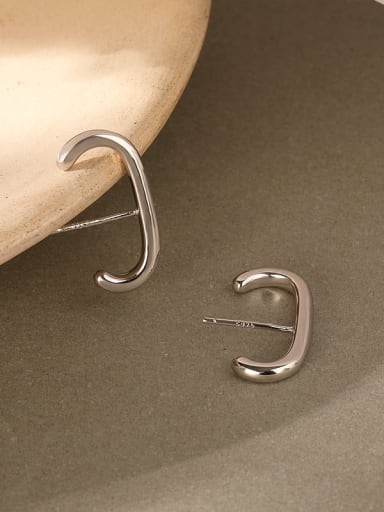 White 925 Sterling Silver E shape Dainty Clip Earring