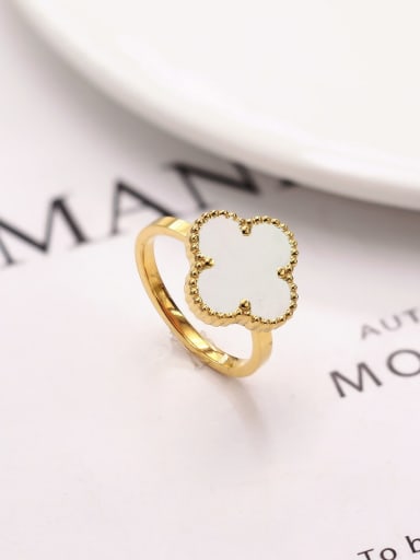 white Stainless steel Clover Ring With 4 colors