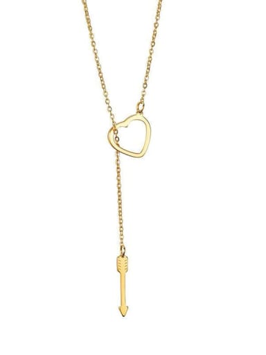 Stainless steel Heart Classic Lariat Necklace with two color