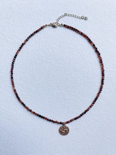 N-DIY-0032 Natural Gemstone Crystal Beads Chain Geometry Pendant Handmade Beaded Necklace