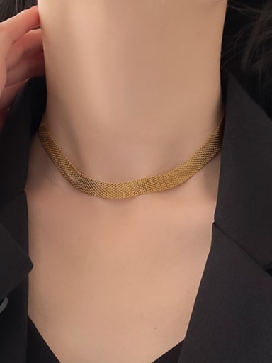 [H216] Mesh Necklace Gold Titanium Steel Irregular Trend Necklace