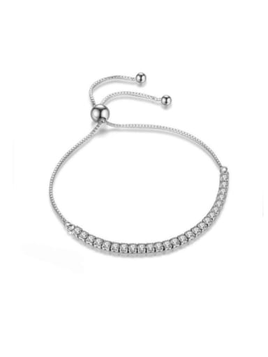 925 Sterling Silver Cubic Zirconia Geometric Dainty Adjustable Bracelet