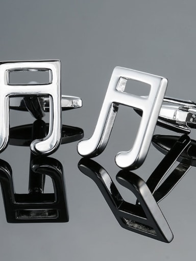Silver two sixteenth notes Brass Geometric Trend Cuff Link
