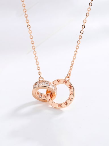 Necklace Rose Gold 925 Sterling Silver Cubic Zirconia Minimalist Geometric Earring and Necklace Set
