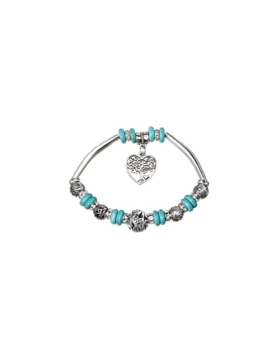 custom Alloy Turquoise Heart Vintage Charm Bracelet