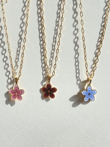 Titanium Steel Enamel Flower Necklace