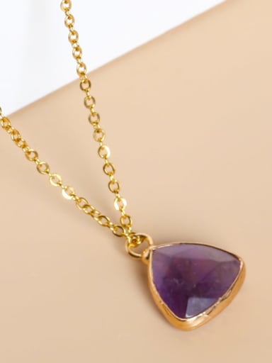 amethyst Natural Stone Triangle Artisan Necklace