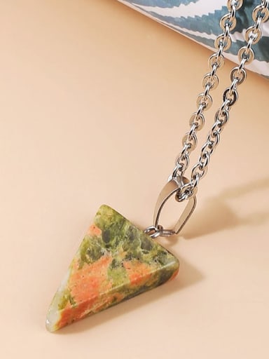 Multicolor Natural Stone +triangle Shape Geometric Artisan Necklace