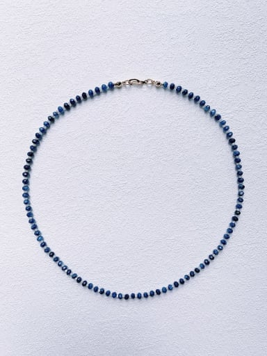 Dark Blue N-STSH-0004 Natural  Gemstone Crystal Beads Chain Handmade Beaded Necklace