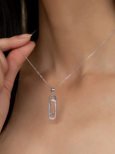 925 Sterling Silver Rectangular pin Necklace