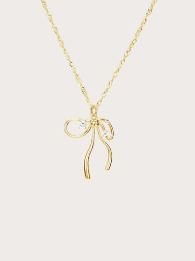 Gold necklace Brass Cubic Zirconia Geometric Necklace bow