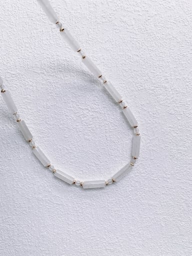 white N-STMT-0009 Natural Round Shell Beads Chain Handmade Beaded Necklace