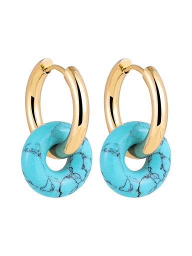 Turquoise blue, A3 2 2 8 Titanium Steel Geometric Classic Hoop Earring With multiple colors