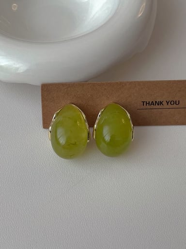 green Brass Resin Water Drop Earring