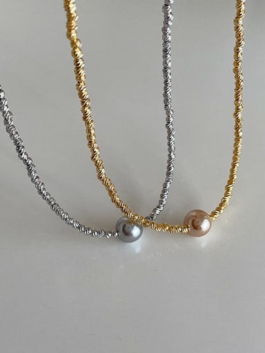 Alloy Freshwater Pearl Geometric Dainty Necklace
